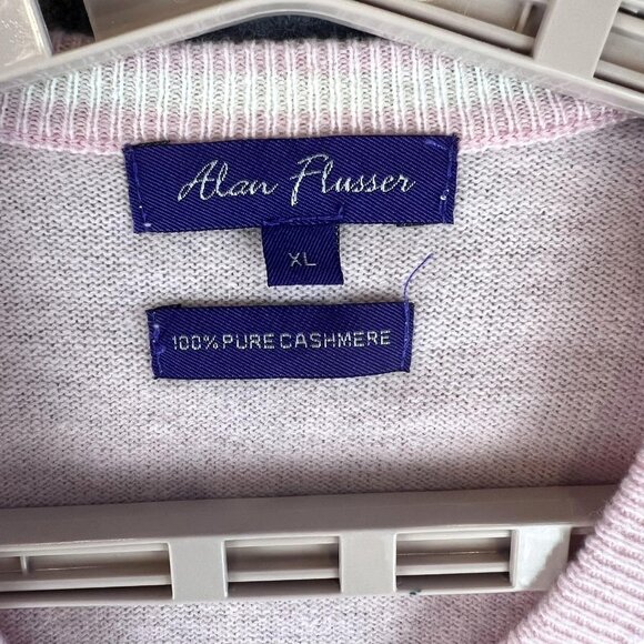 Alan Flusser  Mens XL Pink Sweater 100% Cashmere V Neck Pullover Soft Knit Class - Picture 4 of 11